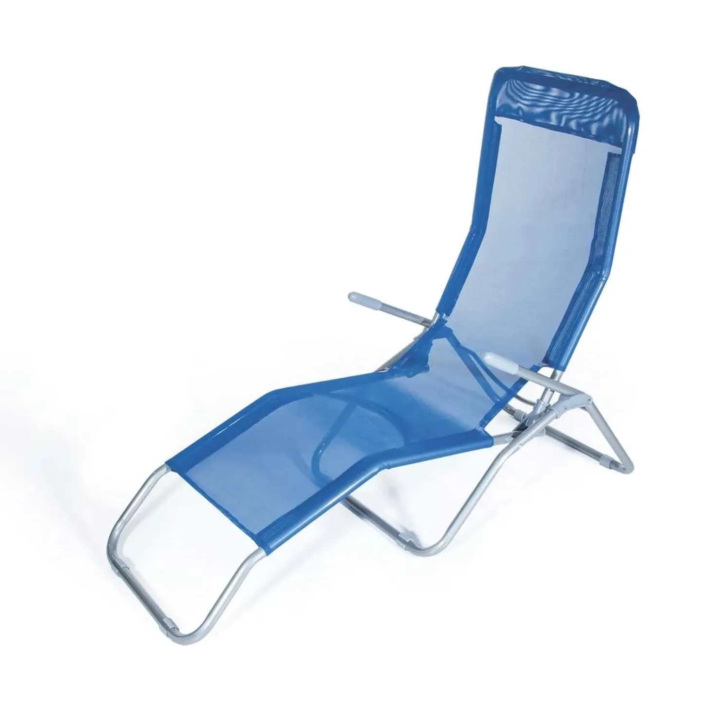 Lettino prendisole Riccione in metallo e textilene blu