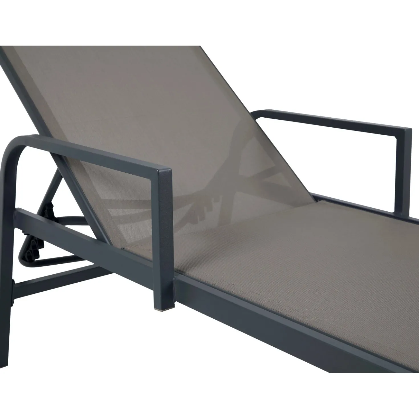 Lettino reclinabile Fernbrook in acciaio taupe