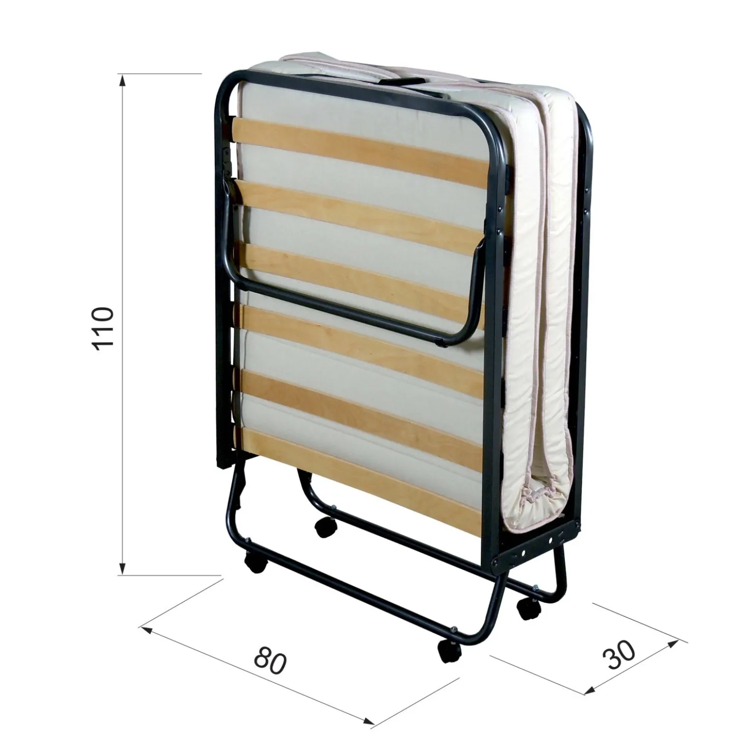 Letto pieghevole Reti Gritti con materasso trapuntato 80x200x10 cm