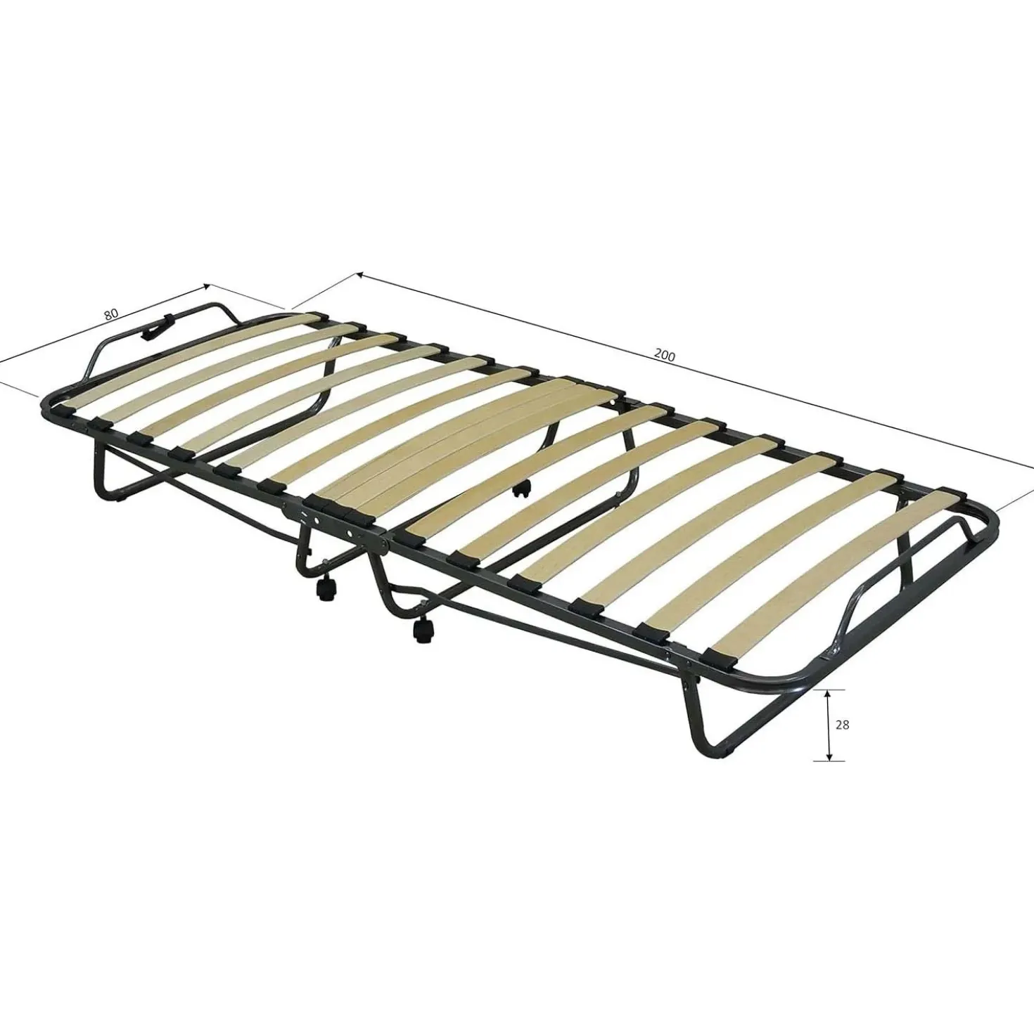 Letto pieghevole Reti Gritti con materasso trapuntato 80x200x10 cm