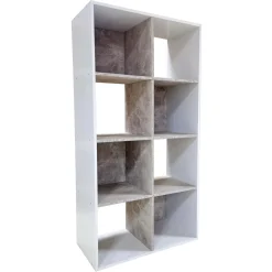 Libreria 8 vani in pannello truciolare Bianco-Cemento 60x30x120 cm