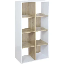Libreria 8 vani in pannello truciolare Bianco-Sonoma 60x30x120 cm