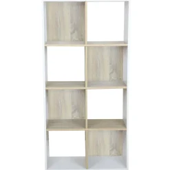Libreria 8 vani in pannello truciolare Bianco-Sonoma 60x30x120 cm