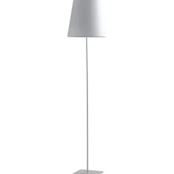 LUCE ambiente Design piantana Elvis in metallo paralume in tessuto bianco