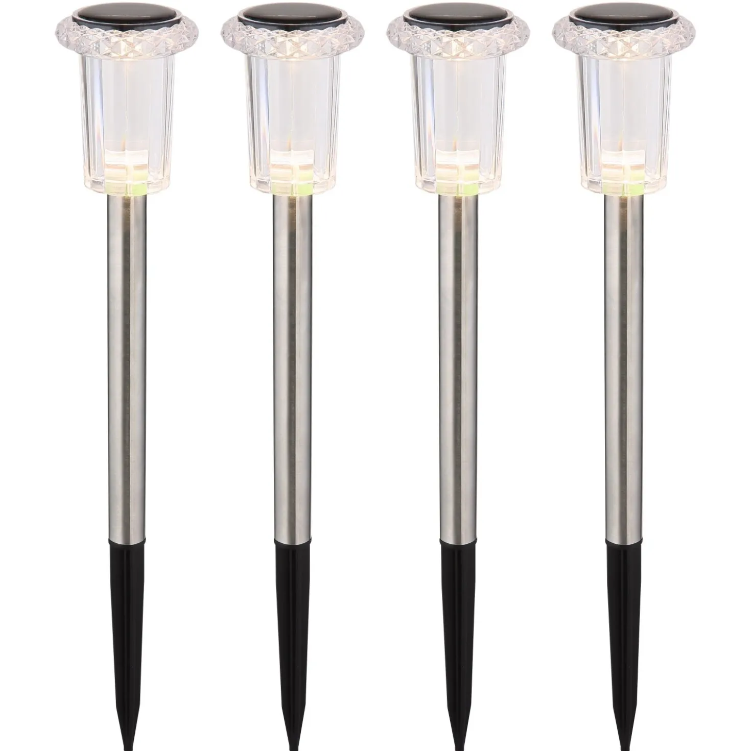 Luci solari da giardino LED in acciaio inox Ø 54 mm 3500K Set 4 pz