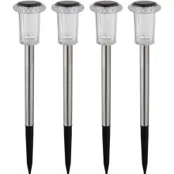 Luci solari da giardino LED in acciaio inox Ø 54 mm 3500K Set 4 pz