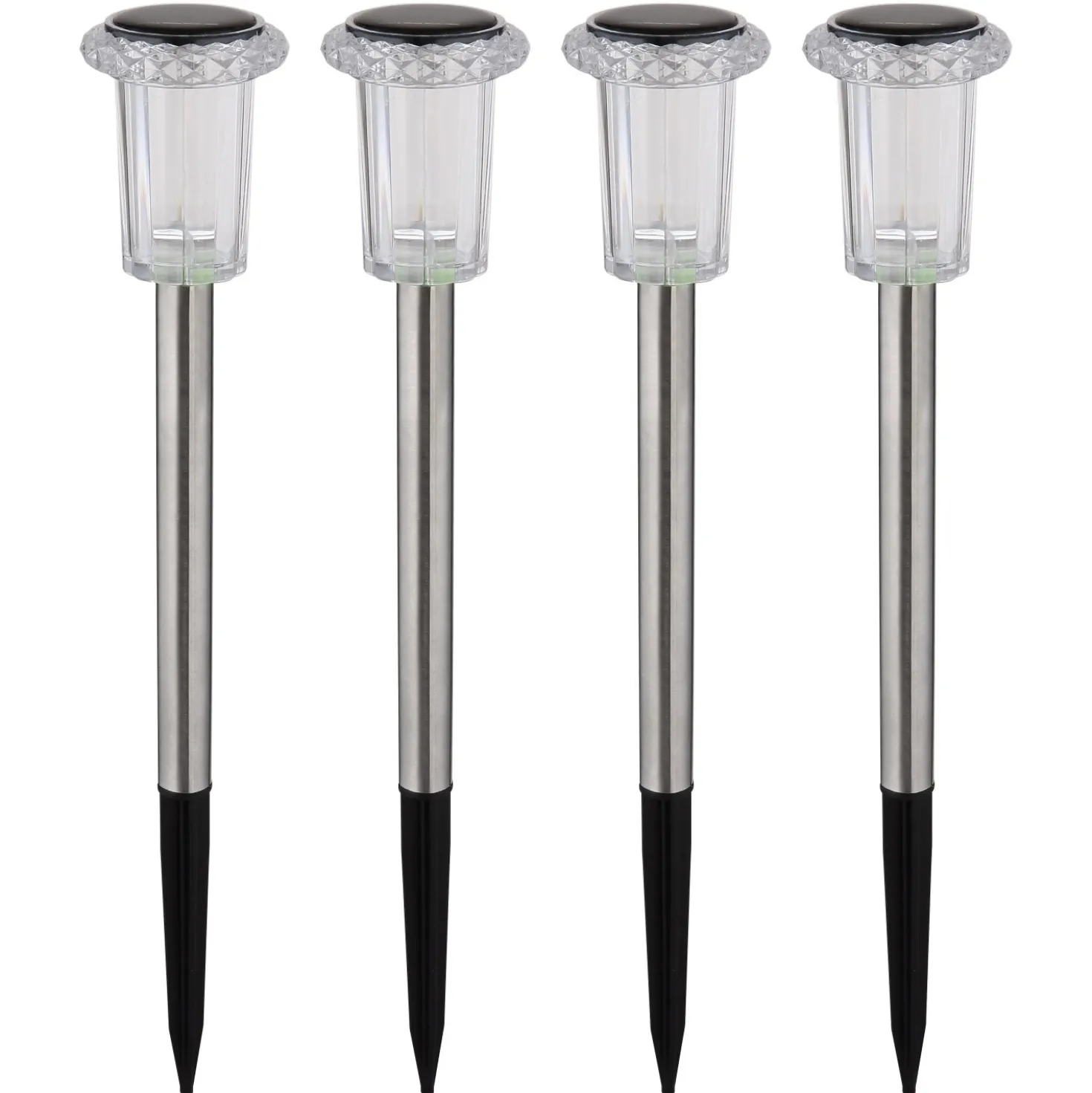 Luci solari da giardino LED in acciaio inox Ø 54 mm 3500K Set 4 pz