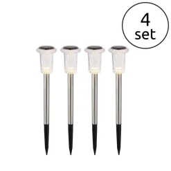 Luci solari da giardino LED in acciaio inox Ø 54 mm 3500K Set 4 pz