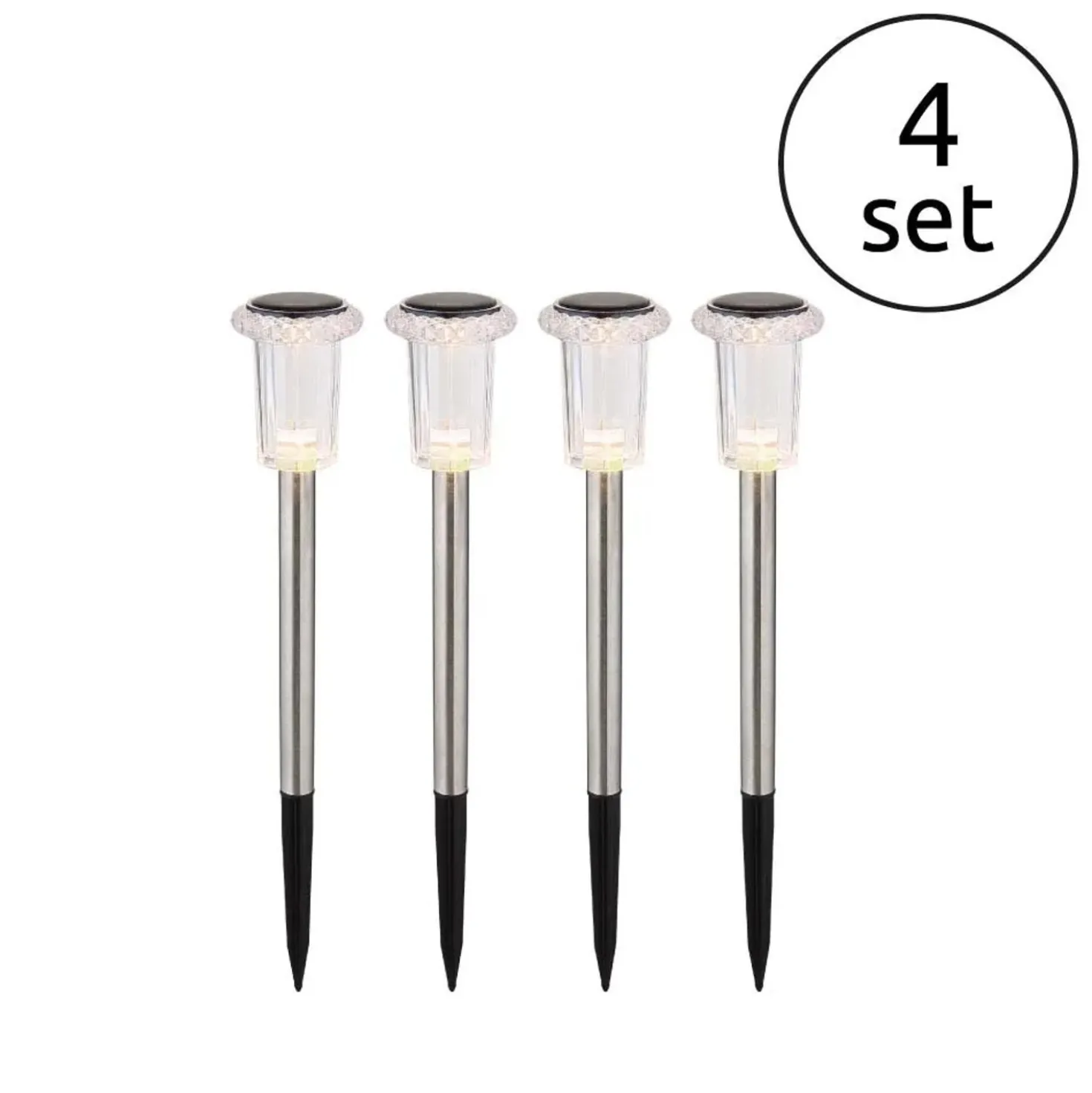 Luci solari da giardino LED in acciaio inox Ø 54 mm 3500K Set 4 pz