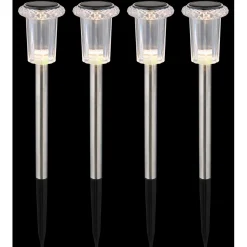 Luci solari da giardino LED in acciaio inox Ø 54 mm 3500K Set 4 pz