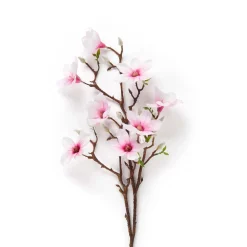 Magnolia finta 7 fiori in plastica e poliestere H89 cm rosa