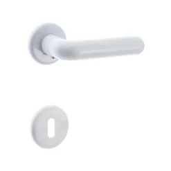 Maniglia in nylon con rosette e bocchette patent bianco