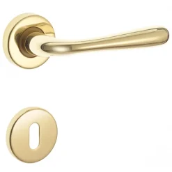 Maniglia modello sei con rosette e bocchette patent ottone lucido