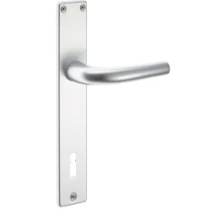 Maniglia Uno alluminio con placca foro patent argento 70 mm