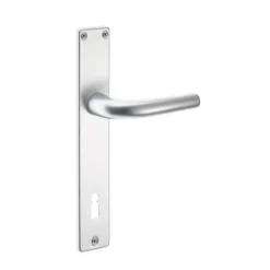 Maniglia Uno alluminio con placca foro patent argento 90 mm