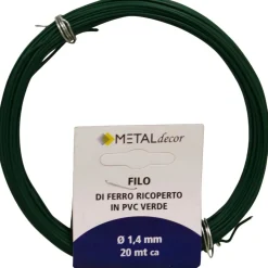 Matassina filo di ferro ricoperto in pvc verde diam. 1,4 mm - 20 mt