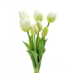 Mazzo tulipani finti in gomma 39 cm bianco 7pz