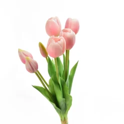 Mazzo tulipani finti in gomma 39 cm rosa 7pz