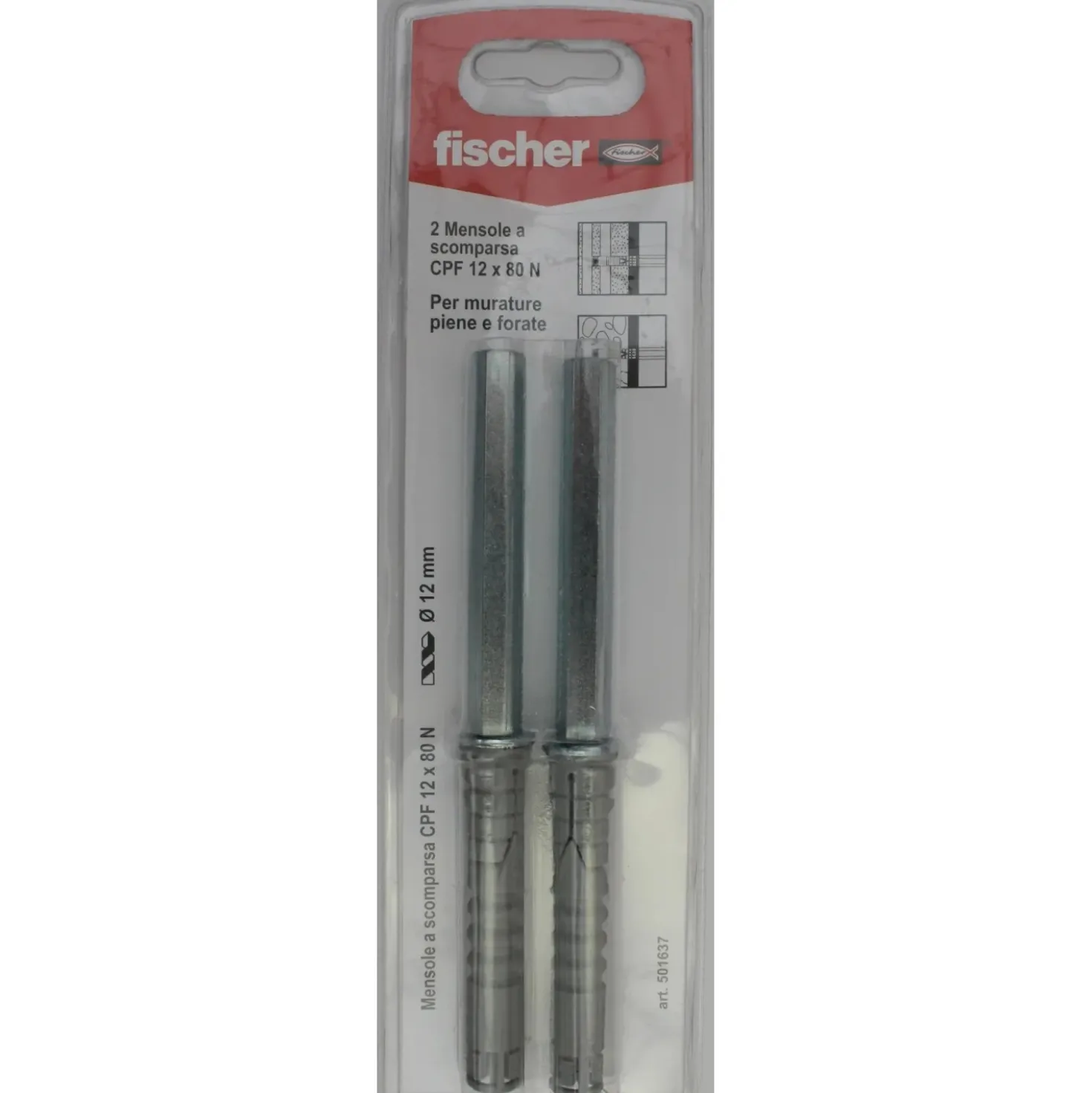 Mensola a scomparsa Fischer CPF per ripiani da 9-13 cm 2 pz