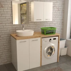 Mensola in legno per lavabo in appoggio 139x63x3,9 cm