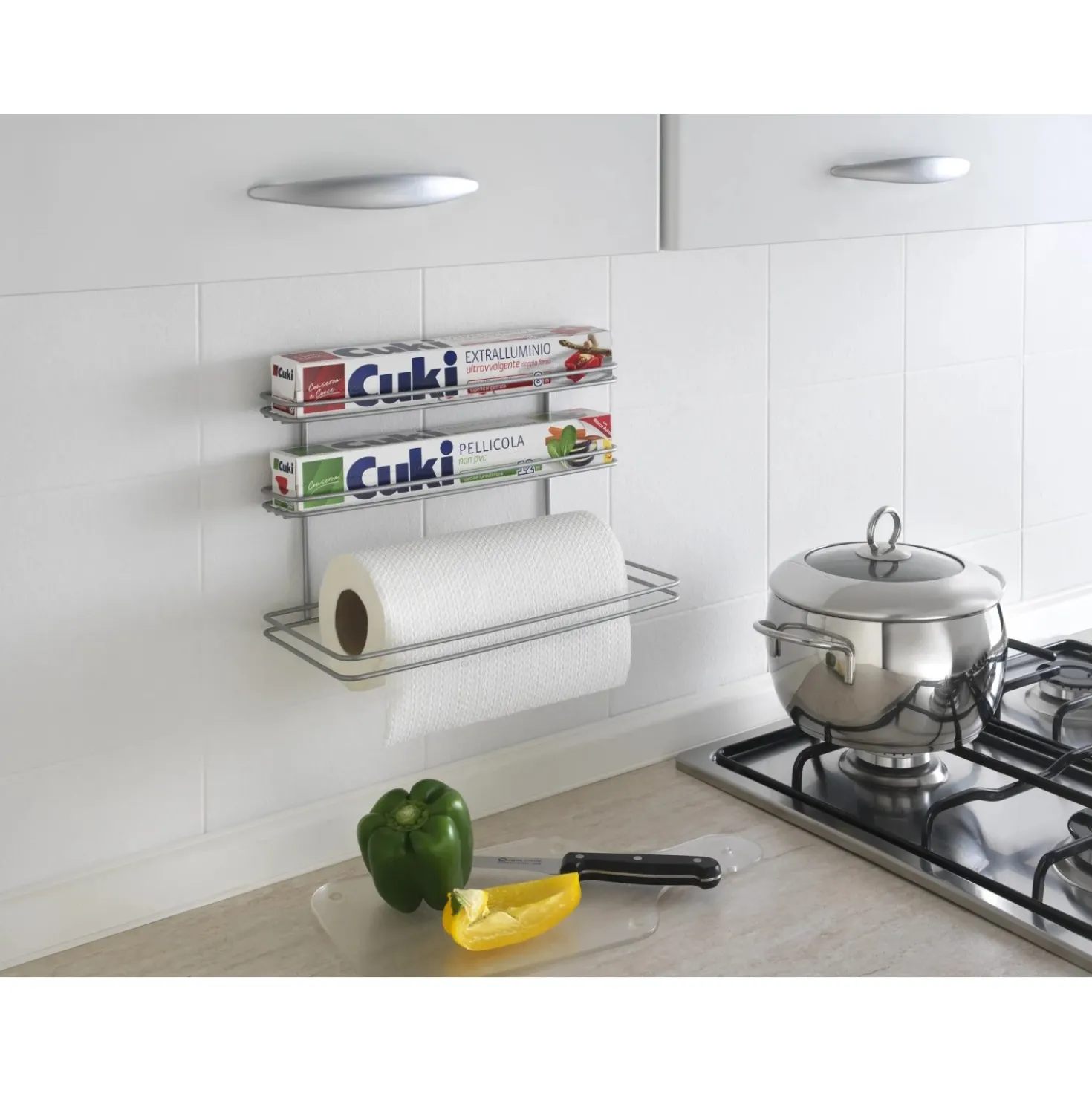 Mensola porta rotoli carta cucina a 3 piani Roll-It trattamento polytherm