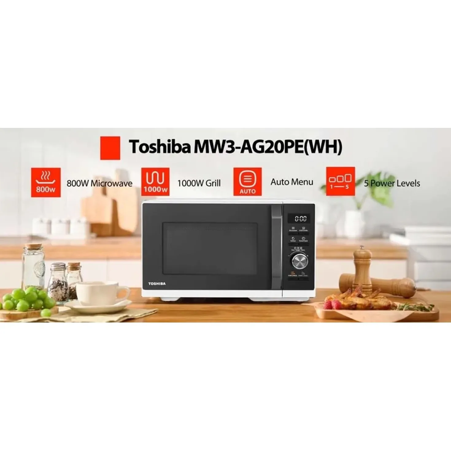 Microonde con grill Toshiba MW3-AG20PE (WH) 20 l bianco
