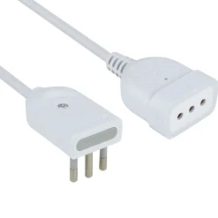 Mini prolunga salvaspazio, spina 10A, H05VV-F 3G0,75 -10A 50cm. Bianco