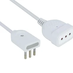 Mini prolunga salvaspazio, spina 10A, H05VV-F 3G0,75 -10A 50cm. Bianco