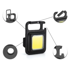 Mini torcia multifunzione ricaricabile USB con moschettone