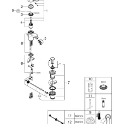 Miscelatore bidet Grohe Swift con scarico a saltarello cromo