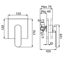 Miscelatore incasso doccia Zefir rame lucido Ø 35 mm