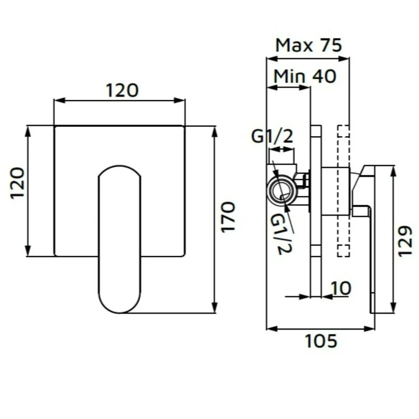 Miscelatore incasso doccia Zefir rame lucido Ø 35 mm