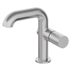 Miscelatore lavabo Iguará con bocca rettangolare acciaio spazzolato