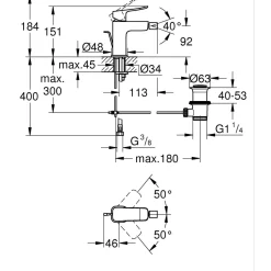 Miscelatore monocomando per bidet Grohe Dice nero opaco