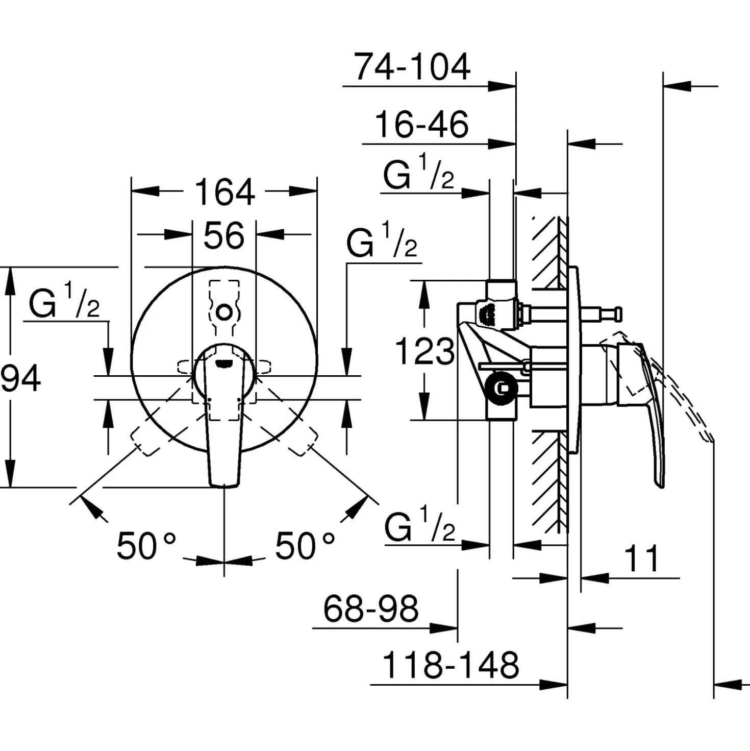 Miscelatore monocomando per vasca-doccia Grohe Start a incasso cromo