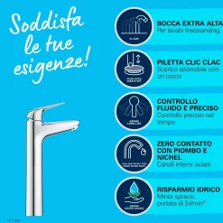 Miscelatore monocomando Swift per lavabo tg XL cromo