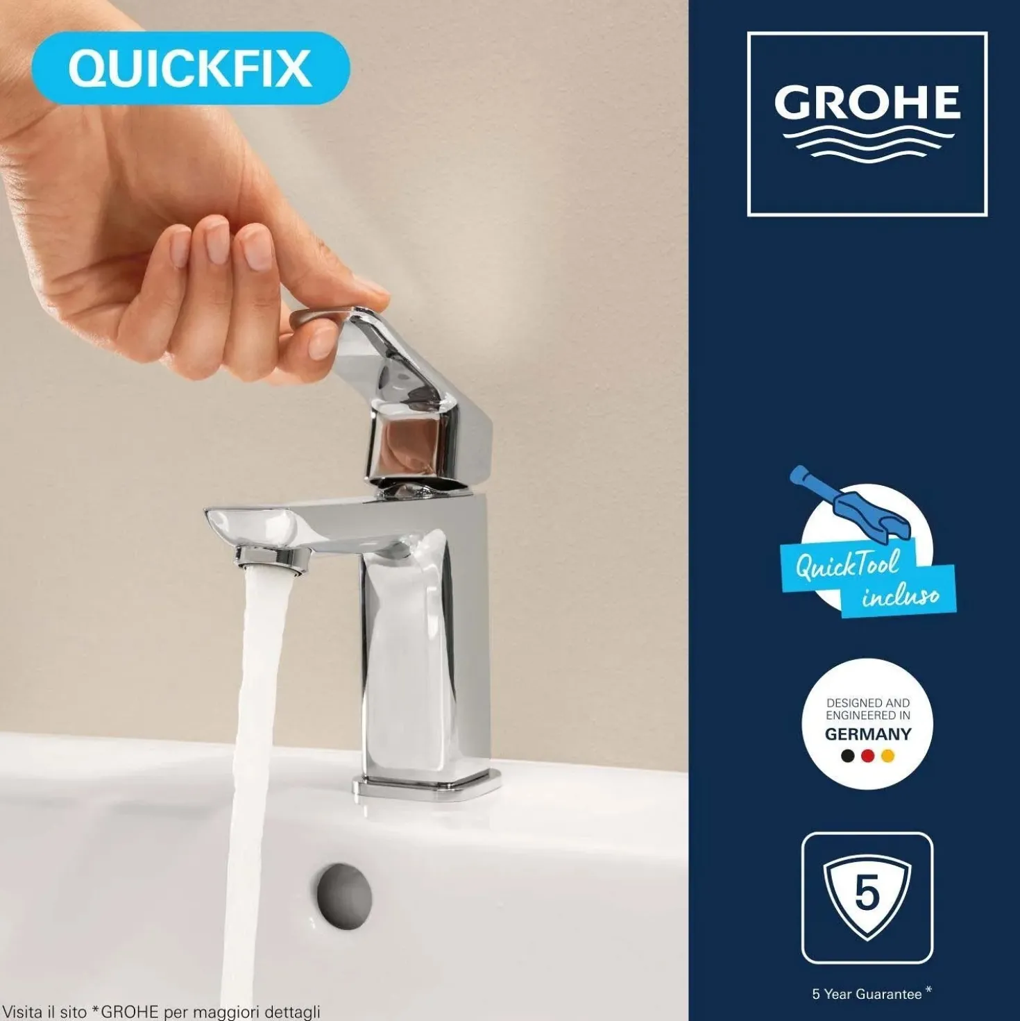 Miscelatore per lavabo Grohe Dice cromo tg S