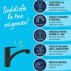 Miscelatore per lavello monocomando Grohe QuickFix Start Nero