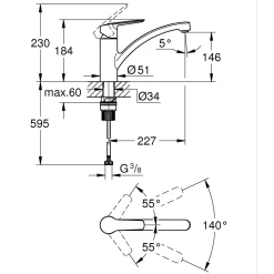 Miscelatore per lavello monocomando Grohe QuickFix Start Nero