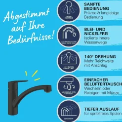 Miscelatore per lavello monocomando Grohe QuickFix Start Nero