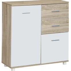 Mobile 2 ante e 2 cassetti in pannello truciolare 77x30x81 cm legno ghiaccio