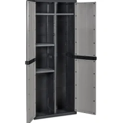 Mobile alto 2 ante 4 ripiani con vano portascope 65x37xH165 cm grigio nero