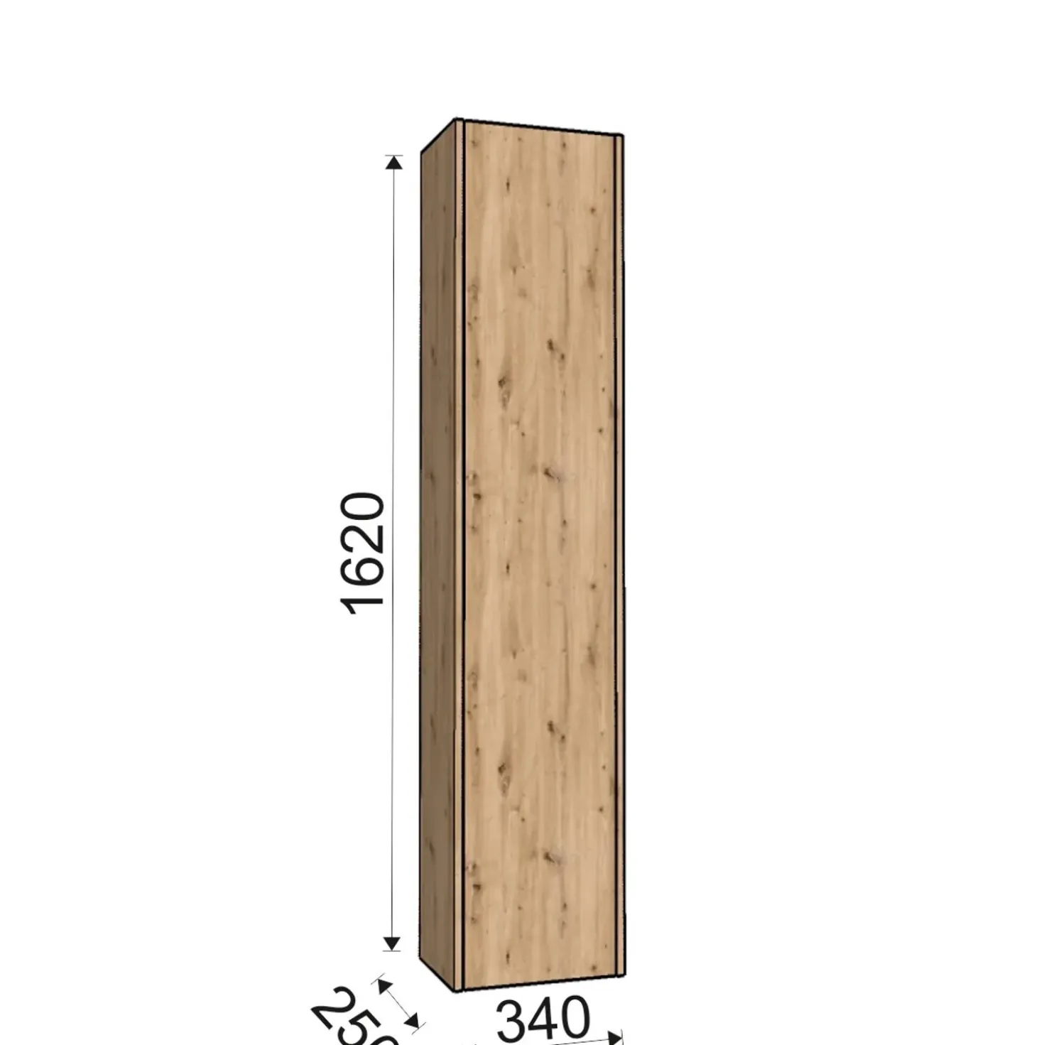 Mobile bagno a colonna revers sospeso Modula 1 anta 34x162x25 cm rovere nodato
