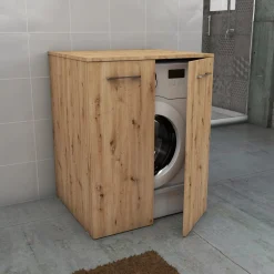Mobile bagno a terra coprilavatrice con 2 ante 70x63x89 cm effetto legno rovere