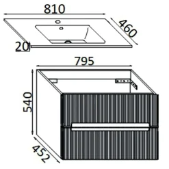 Mobile bagno base con lavabo in ceramica sospeso Zeus 81x46 cm opaco