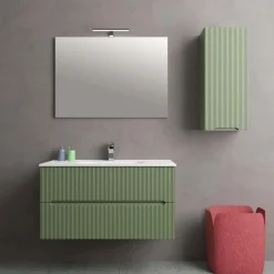 Mobile bagno base con lavabo in ceramica sospeso Zeus 81x46 cm verde
