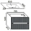 Mobile bagno base con lavabo in ceramica sospeso Zeus 81x46 cm legno scuro