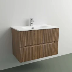 Mobile bagno base con lavabo in ceramica sospeso Zeus 81x46 cm legno scuro