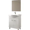 Mobile bagno base lavabo a terra 65 cm bianco con specchio