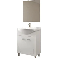 Mobile bagno base lavabo a terra 65 cm bianco con specchio